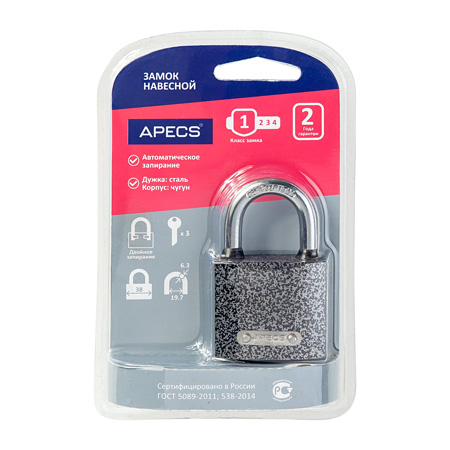 Купить замок навесной apecs pd-01-38-blister